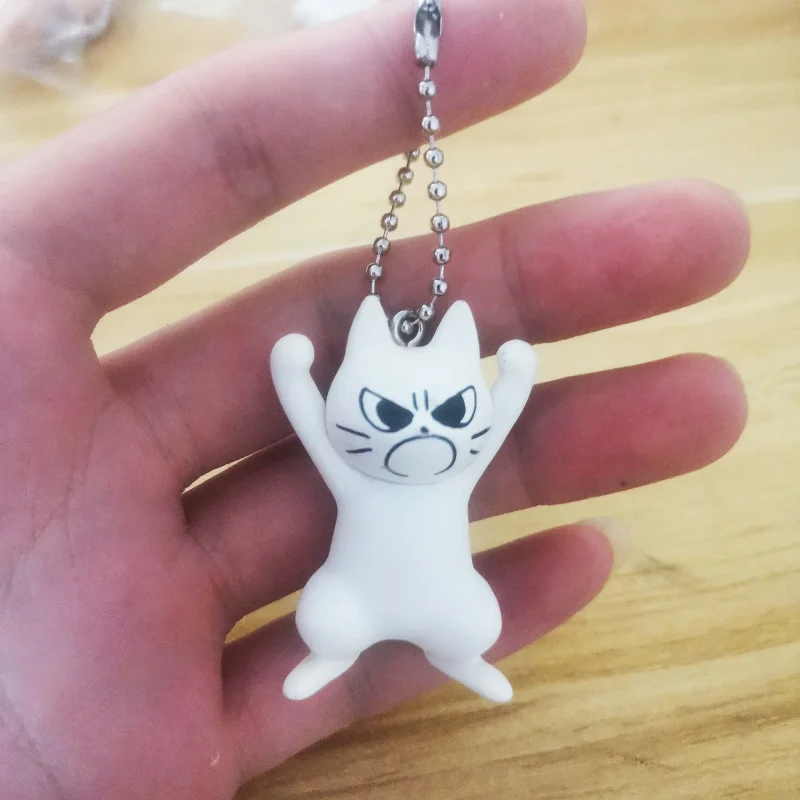 Kawaii QUALIA Angry Toro Inoue The Cat Charm Keychain Gashapon Figurine Anime Cute Capsule Toys Gachapon Figure Gift