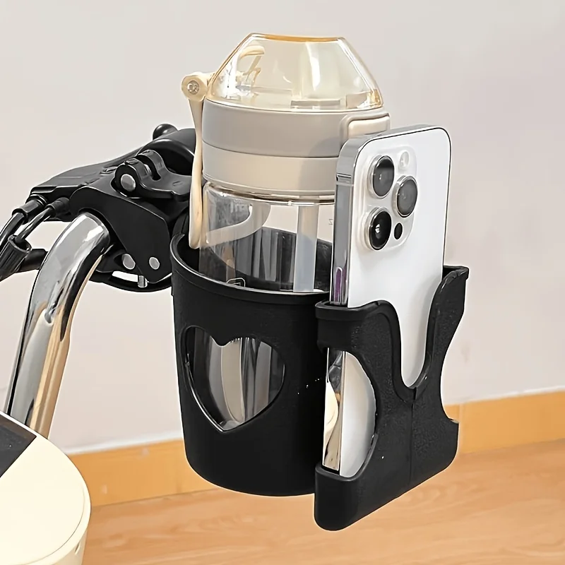 Rotatable stroller cup holder, baby stroller accessory, bottle storage cup holder, phone holder, 3-in-1 water cup and milk tea holder accessory