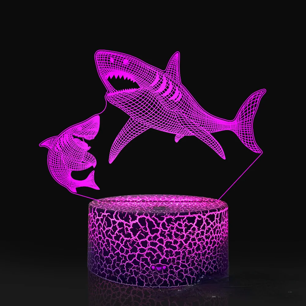 3D LED Night Light Shark Colorful Touch Table Lamp Room Decor Birthday Christmas Gift for Boys Girls Nightlight