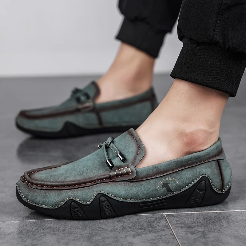 Leder lässige Turnschuhe Schuhe für Männer Sommer Slipper Fahr schuhe Komfort Slip auf Herren Mokassins Marke Luxus Herren Kleid Schuhe