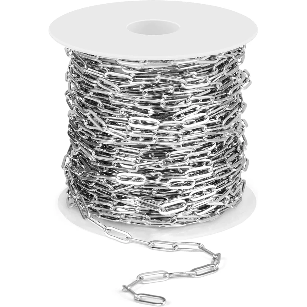 

20 метров/рулон, цепь роло из нержавеющей стали 304, оптом, для изготовления ожерелий, ювелирных изделий, аксессуаров, рукоделия