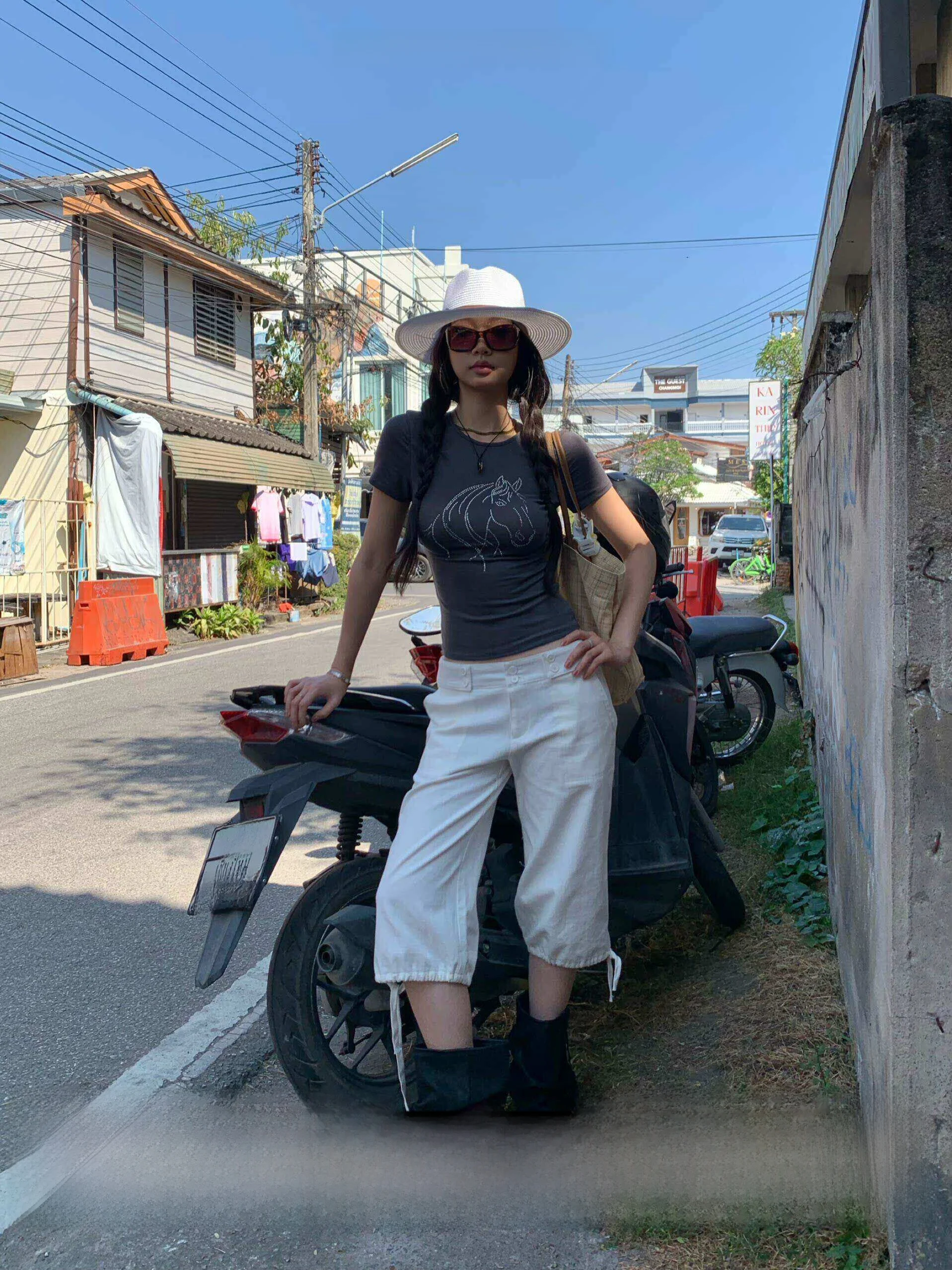 

Брюки-фонарики Fortunee белого цвета с низкой талией и завязками, женские, весна-лето, новая универсальная рабочая одежда, прямые брюки