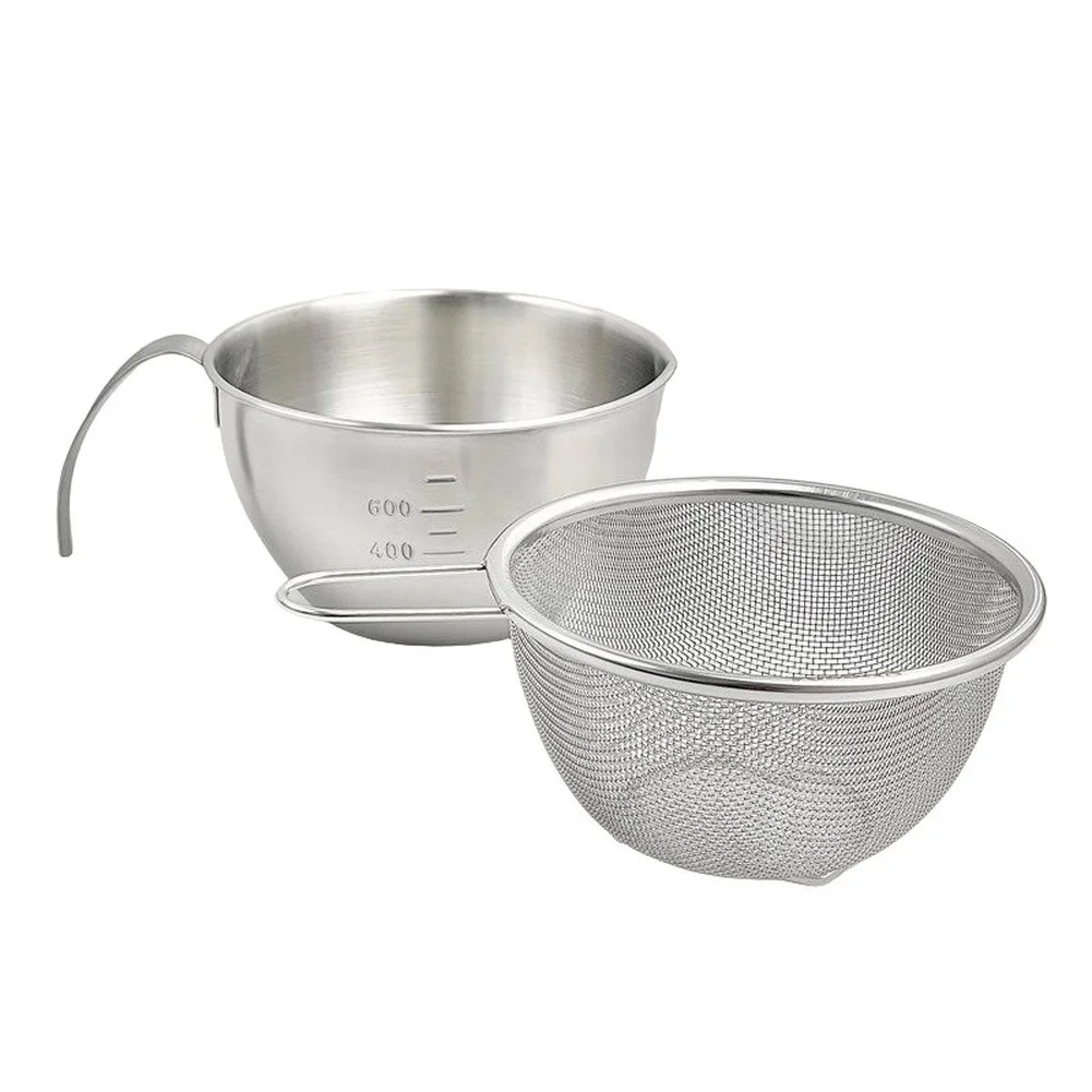 304 Stainless Steel Drain Basket With V-Shaped Spout For Kitchen Washing And Storage Silver 14x14x8cm