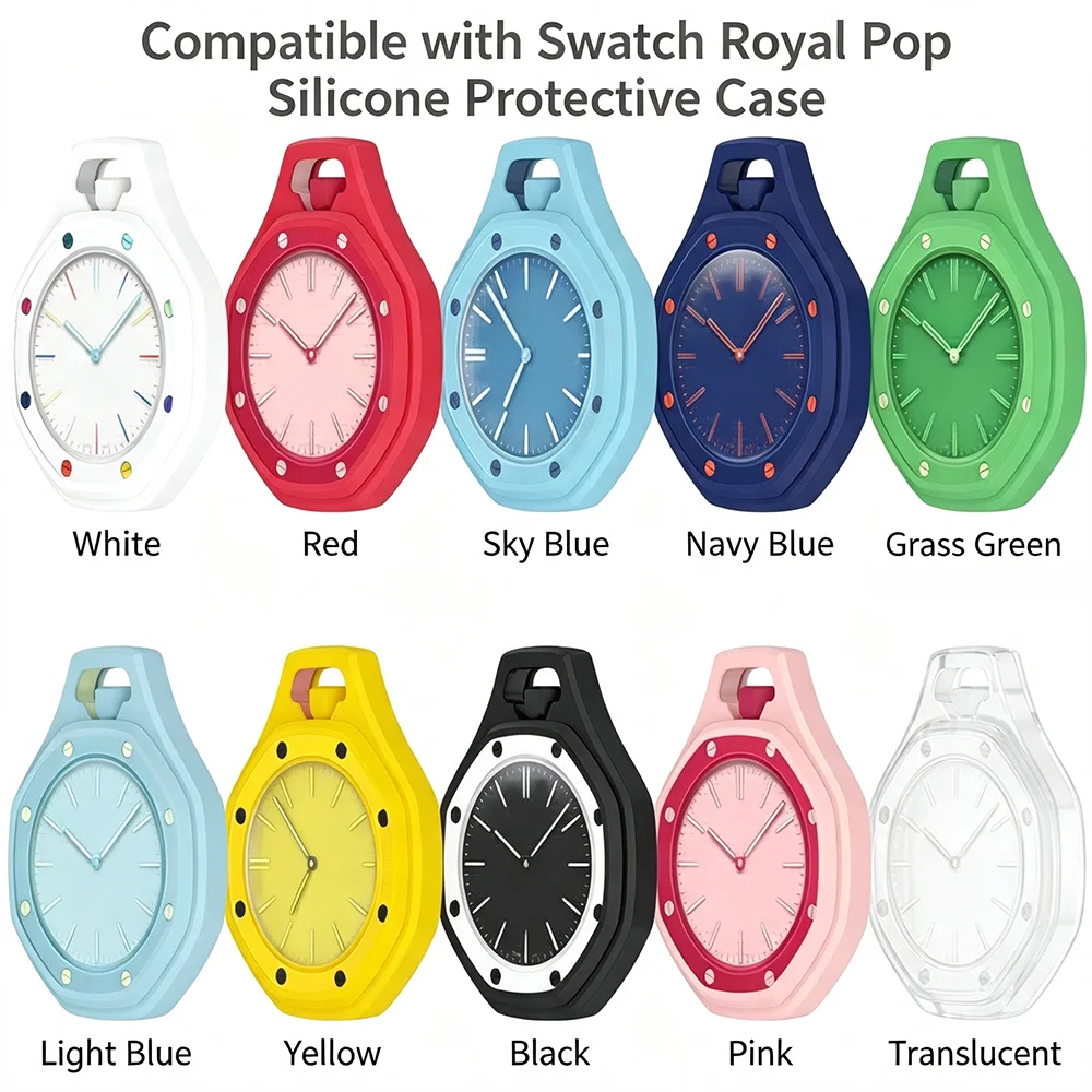 Matte Octagon Silicone Mod Bumper Case for Swatch Royal Pop Modification Refit Frame Cover Smart Watch Accessories