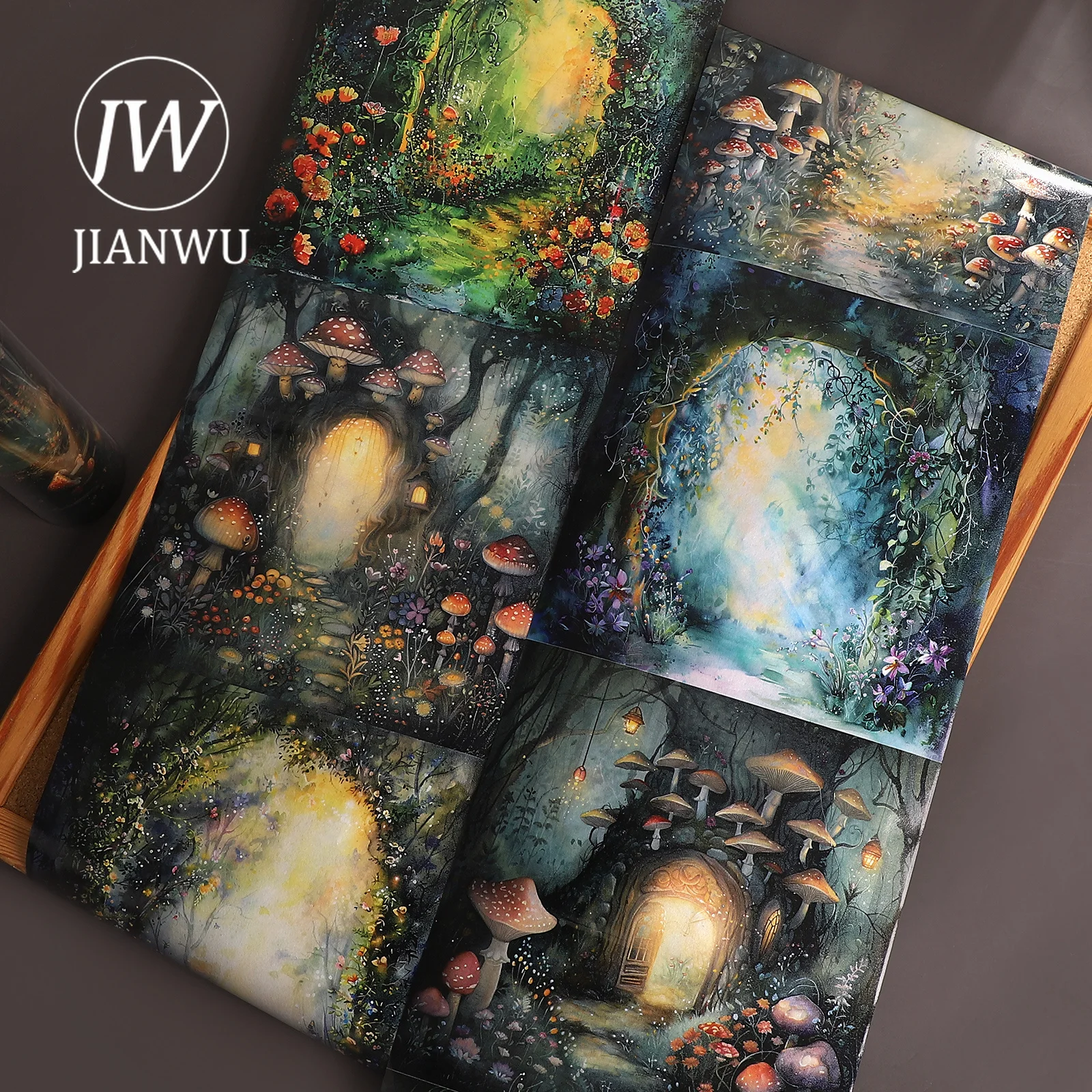 JIANWU 15cm*199cm Vintage Forest Fairy Portal Landscape Material Collage Scrapbooking Washi Tape Creative DIY Journal Stationery