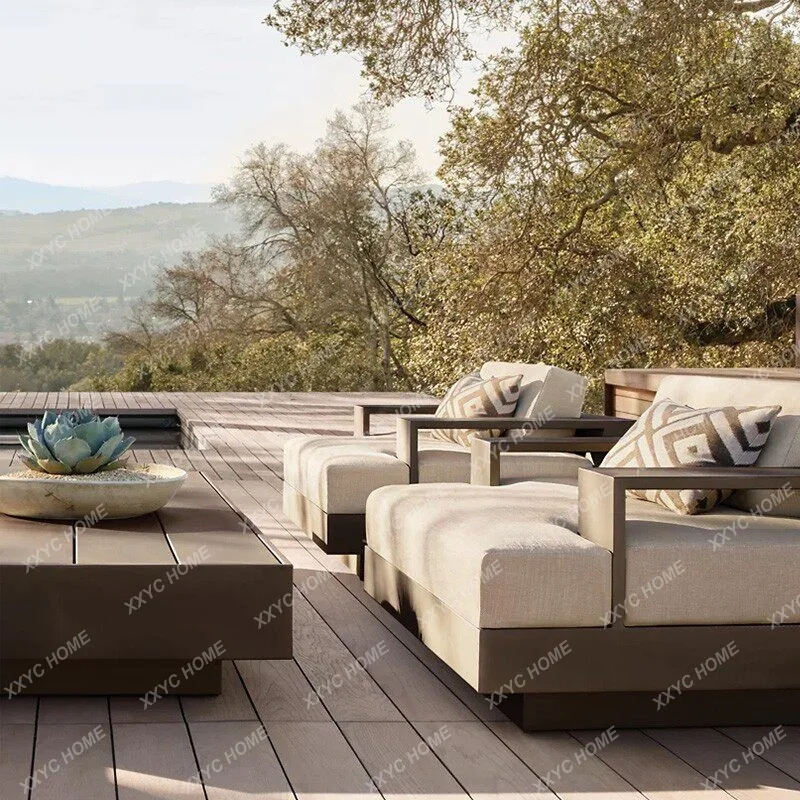 Outdoor Aluminum Alloy Sofa Courtyard Furniture Sales Department Villa Hotel Leisure Terrace Waterproof Sunscreen Outdoor Sofa