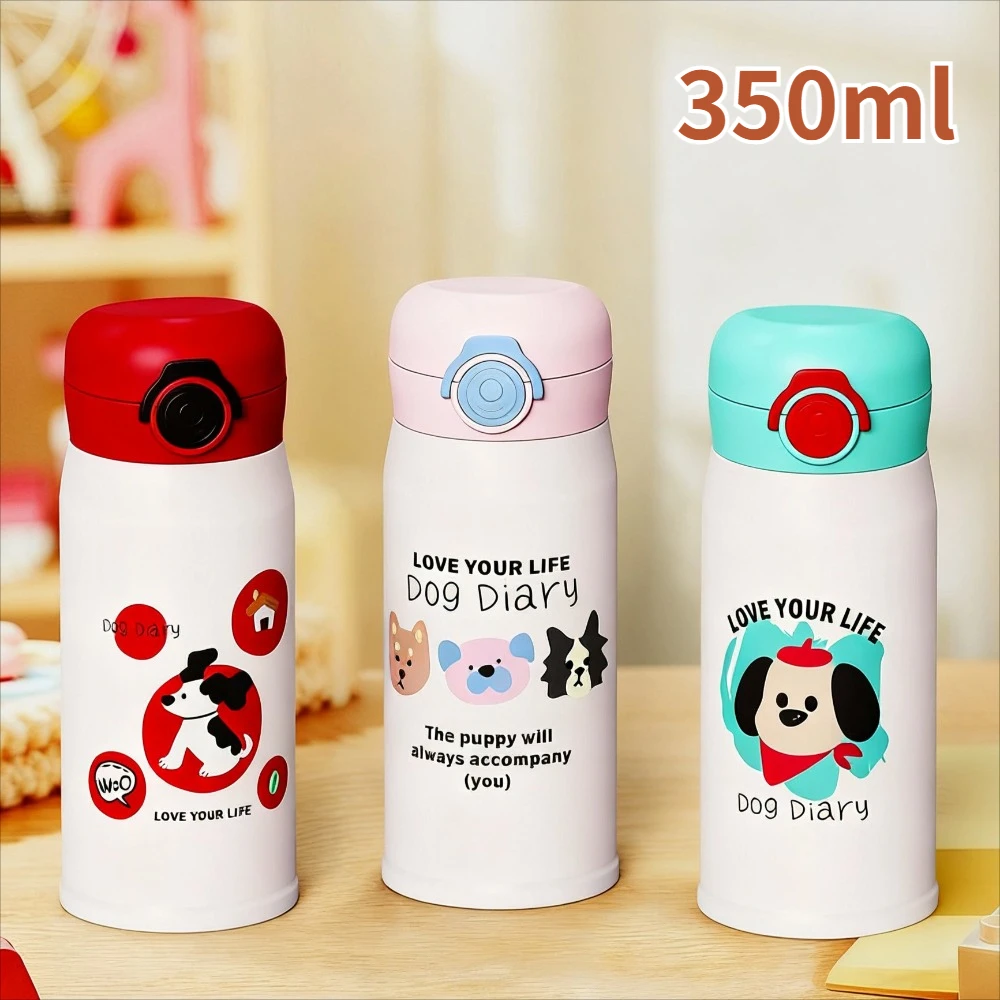 

MINISO 350 мл мультяшный термос для напитков для детей портативный вакуумный стакан из нержавеющей стали дизайн бутылка для воды щенок граффити