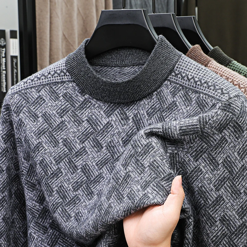 Luxury Men Wool100% Autumn Winter Sweater Designer Designer Round Neck Jacquard Long Sleeves Knitwear Fashion trend Man Clothe