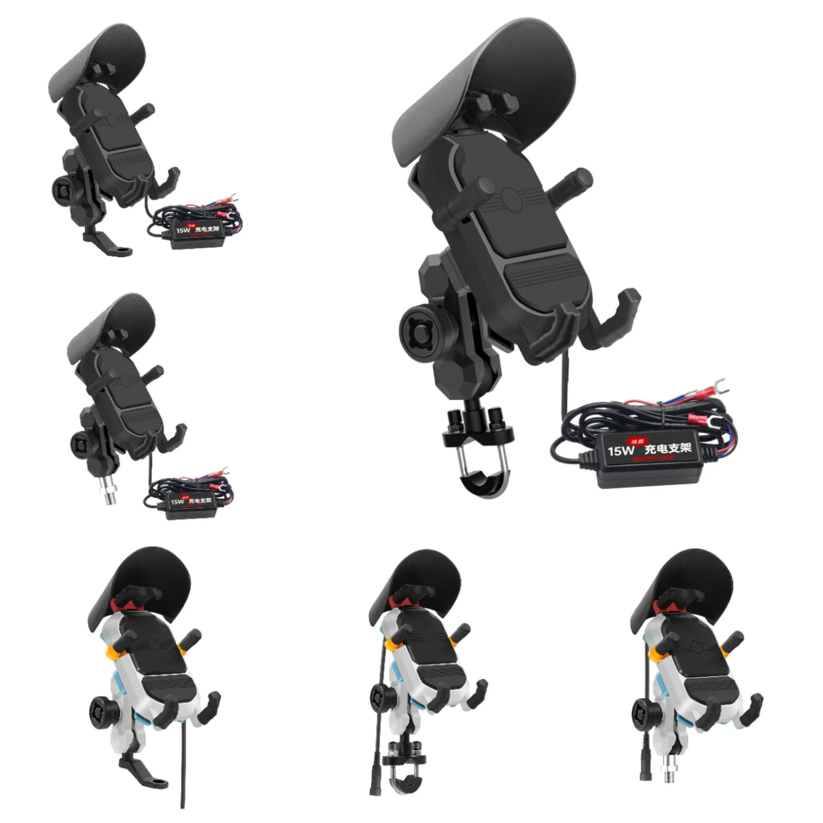 

Motorcycle Shock Absorber Phone Holder 12V 15W Wireless Fast Charger Bracket Sunshade Anti-theft Holder Shockproof Phone Stand