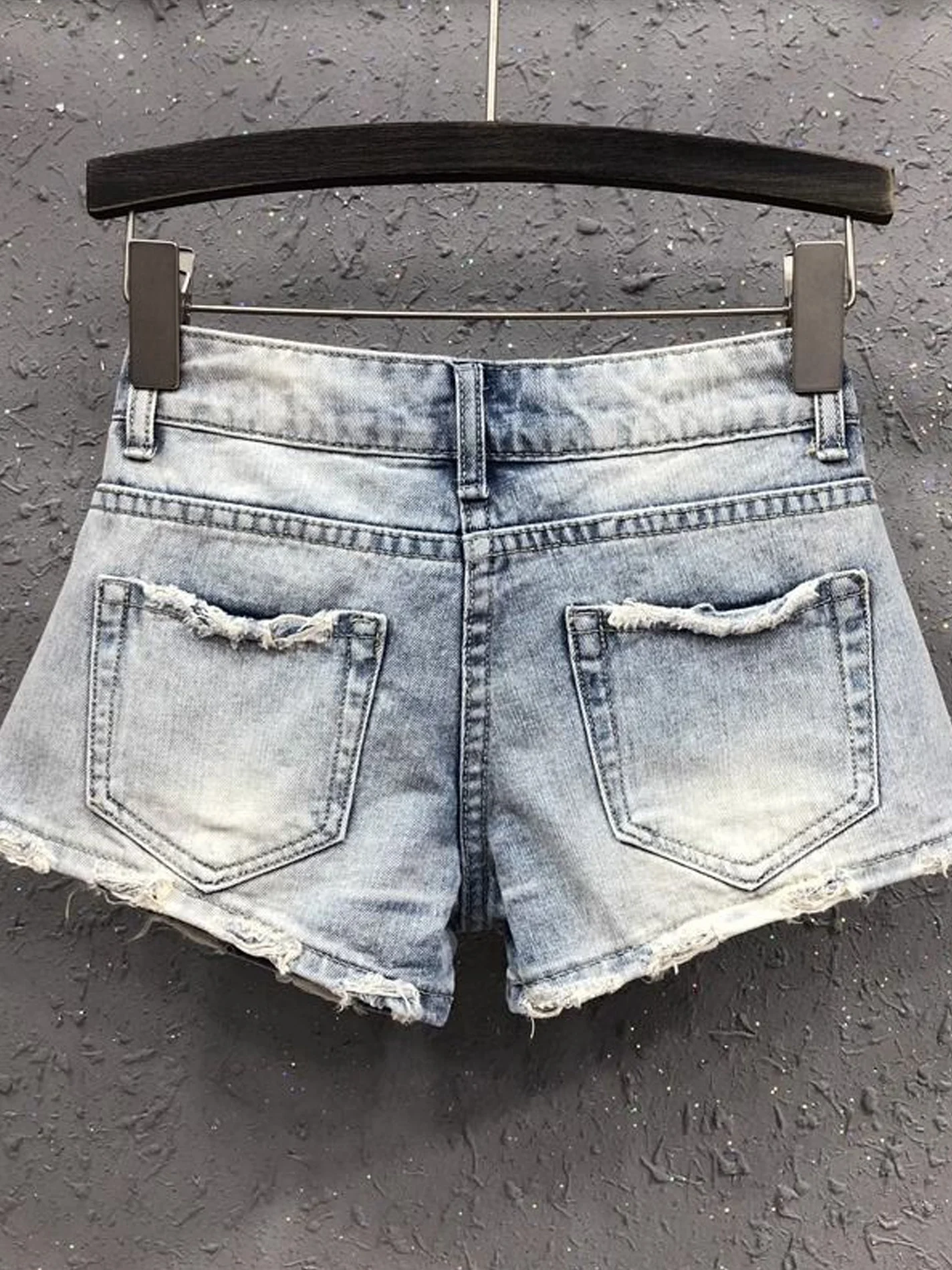Low Waist Denim Shorts Women's Sexy Retro Super Short Hot Pants Torn Frayed Design American Style Straight Leg Jeans