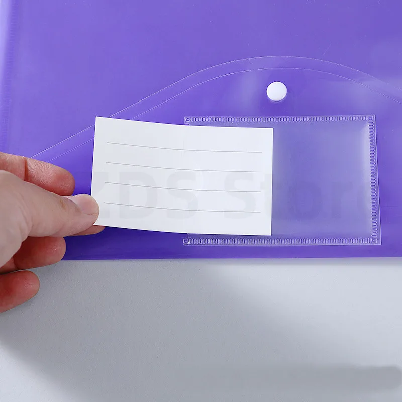A4 10PCS Plastic Button Transparent Waterproof Business Card Document bag