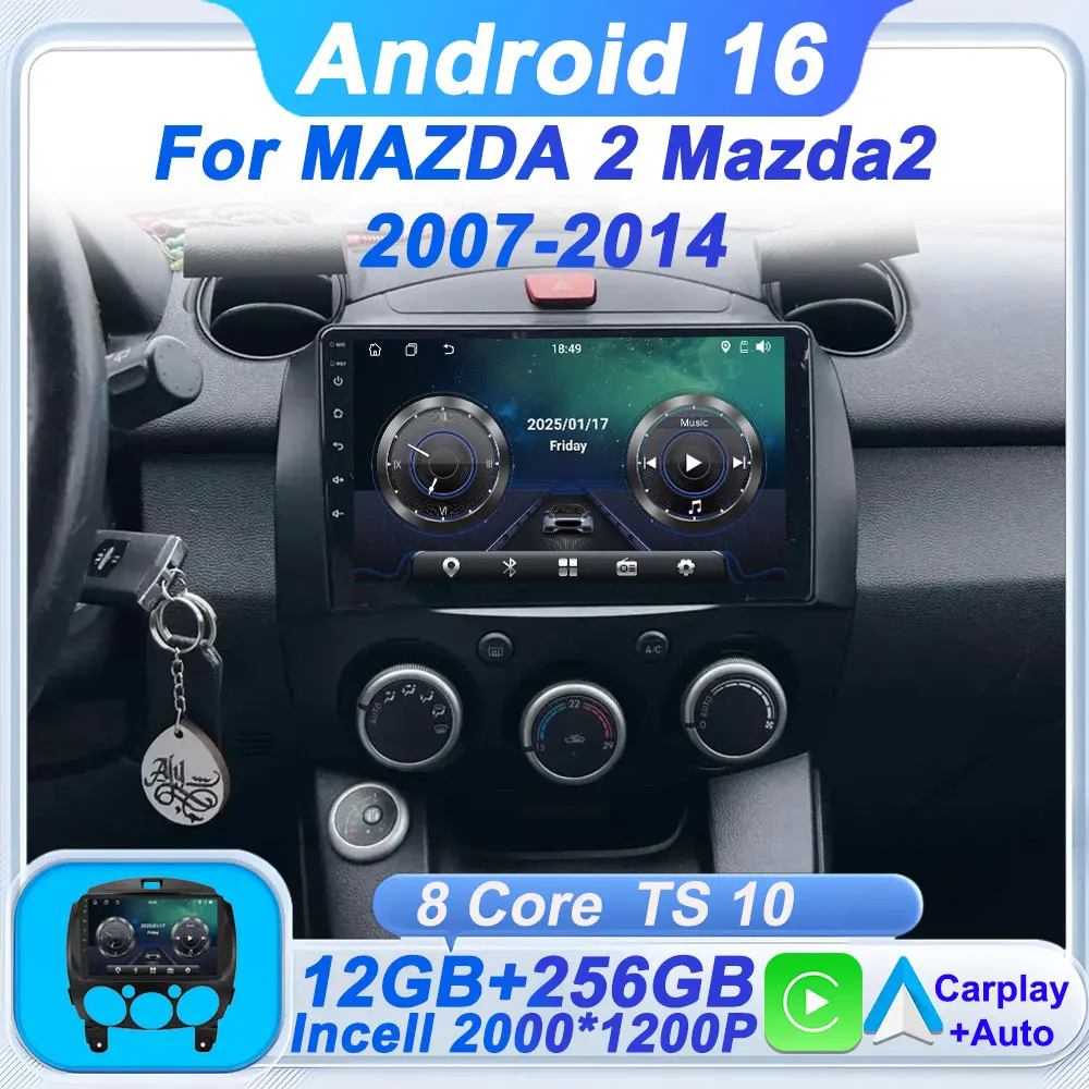 لمازدا 2 Mazda2 2007-2014 أندرويد 16 راديو السيارة التلقائي 8 الأساسية شاشة تعمل باللمس السيارات الوسائط المتعددة واي فاي Carplay GPS BT #1