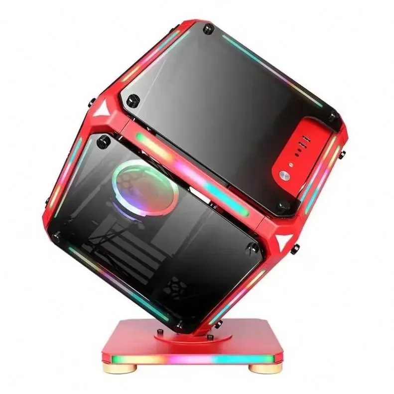 Hot salesCube shaped water-cooled personality creative RGB light strip streamer chassis anime computer cases