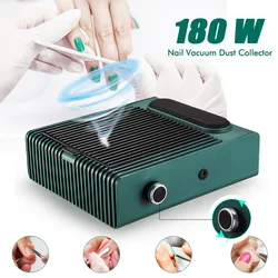 Aspirador de pó para unhas 180W, para manicure e pedicure, com filtro removível, forte potência, coletor de pó para unhas, máquina de manicure ajustável