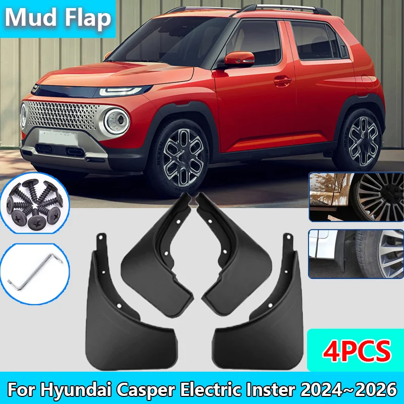 

Для Hyundai Casper Electric Inster AX1 EV 2024 2025 2026, брызговик, передние и задние колеса, крылья, брызговик, автоаксессуары с защитой от брызг