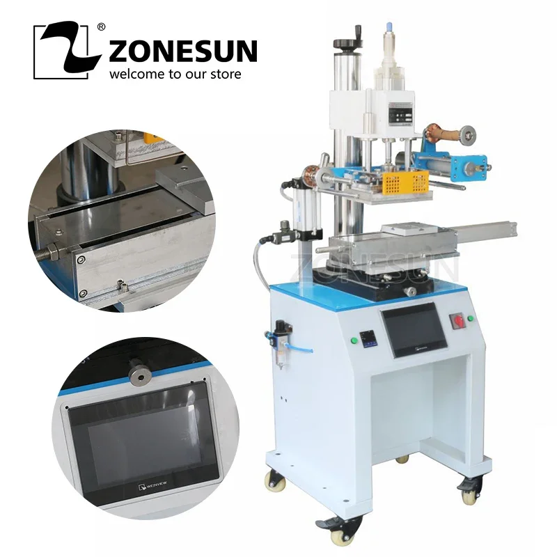 ZONESUN ZY-819R 150*230mm Customized Round or Cap Cosmetic Bottle Hot Foil Stamping Embossing Machine Heat Press Machine