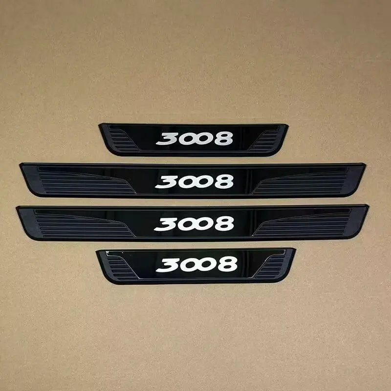 For Peugeot 2008 3008 3008 5008 GT 2017-2026 Door Sill Protector Pedal Shell Scuff Plate Sticker Car Styling Auto Parts Supplies