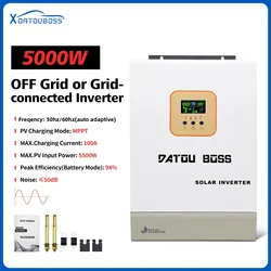 DATOUBOSS 48V to 240V 5000W Parallel Inverter with LCD Display Pure Sine Wave Inverter 50/60Hz 100A for Off-Grid Solar Systems