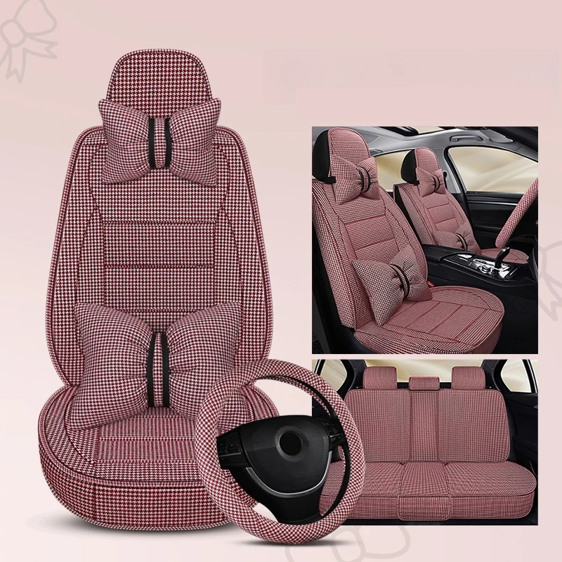 

PKQ High-end Suede Leather Car Seat Cover All season/Breathable/Fiber hemp breathable material Car Seat Protector for Most Car