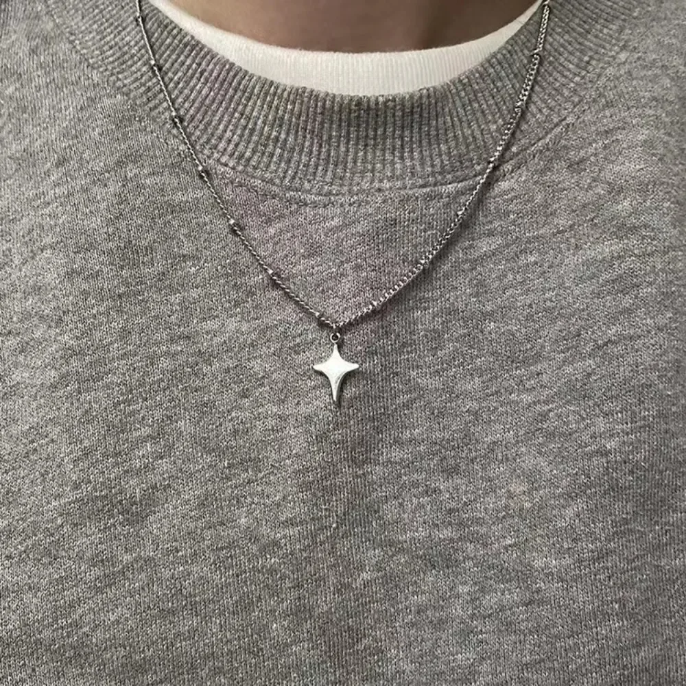

SUMENG 2025 Trendy Star Hollow Pendant Necklace Simple Fashion Jewelry Chain Choker for Women Men Party Gifts