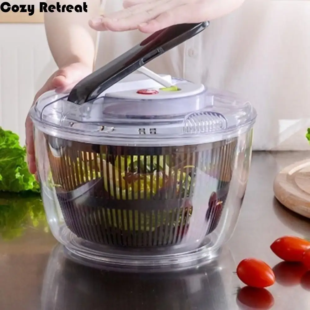 

3 L Capacity Vegetable Salad Spinner Quick Spin Household Lettuce Leaf Dehydrator Press-type Salad Dryer Mixer Salad Making