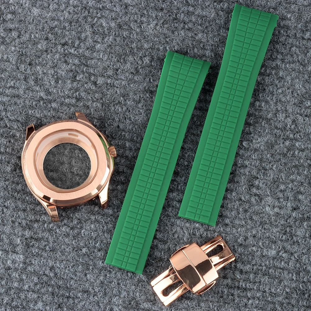 

Корпус часов из нержавеющей стали 42 мм NH35 NH36 NH38 Резиновый браслет 10 АТМ Водонепроницаемый циферблат 31,5 мм для корпуса Nautilus Aquanaut из розового золота