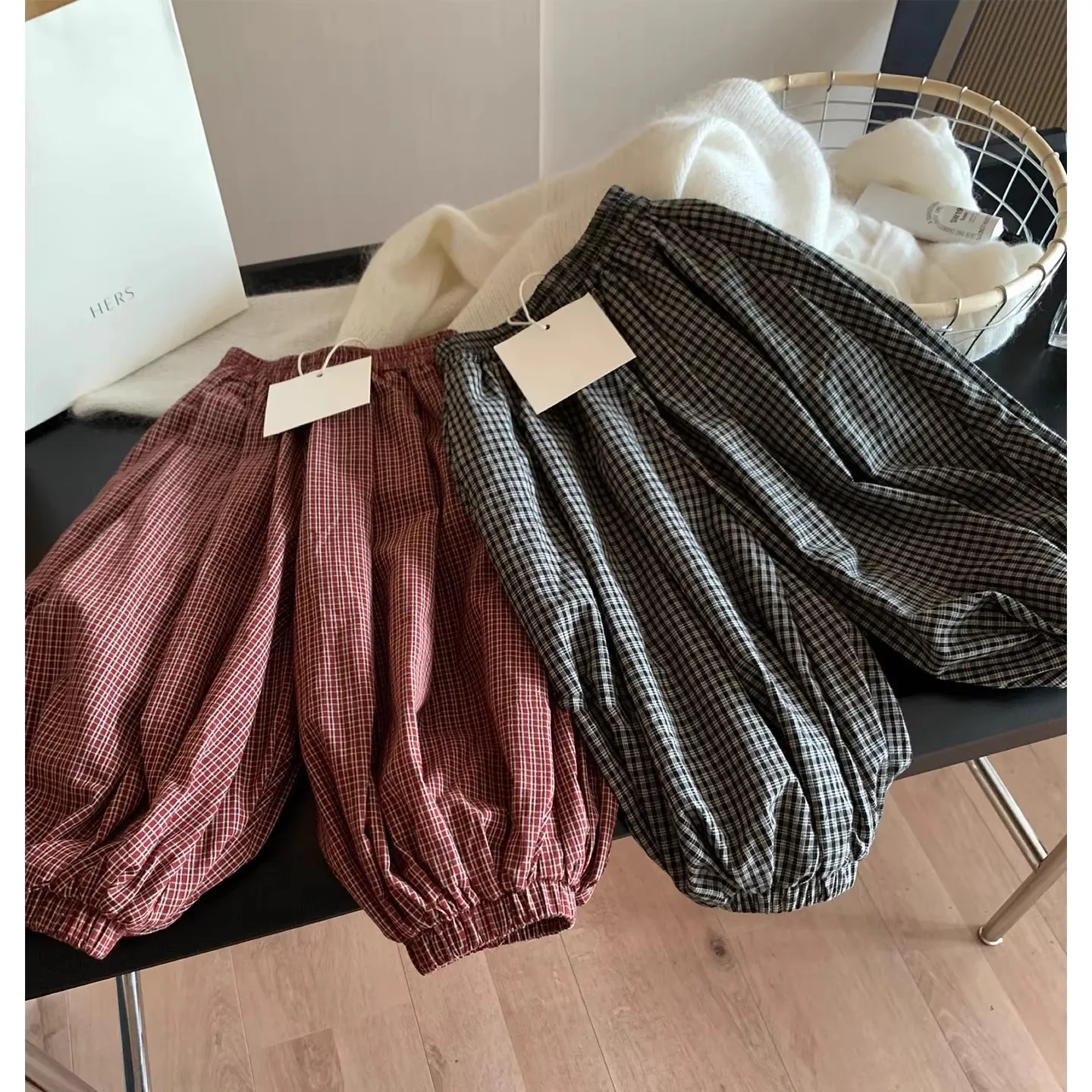 RAISE Autumn Kids Baby Girls Plaid Pants Elastic Waist Toddler Little Girls Lantern Pants Loose Casual Trouers for Infant Girls
