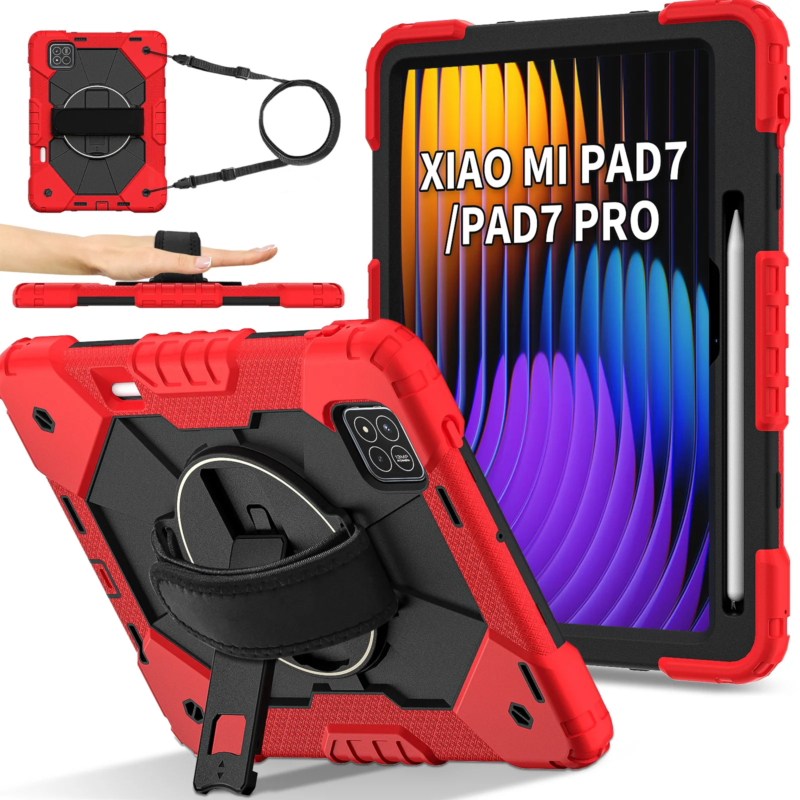

New For Xiaomi Pad 7 2024 11.2 inch 360 Rotating Case For Xiaomi Pad 7 Pro 11.2inch Armor Stand Handle case Cover