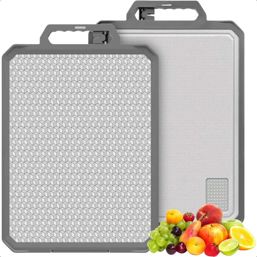 

1 PCS Titanium Cutting Board1 side Titanium Other side Wheat Straw PP Double Sided Non Toxic Chopping Board for Kitchen Food Gr