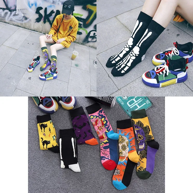 Trendy Fashion Men's and Women's Socks Multi-color Diamond Series Couples' Tide Socks Street Hip Hop Ribbon Series Tide Socks