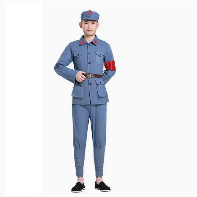Cotton and Linen Red Army Performance Costumes Eighth Route Army Costumes New Fourth Army Suit Chorus Dance Costume Cosplay view 6