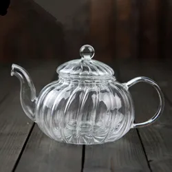 Flower Tea Pot  Heat Resistant Glass    Striped Pumpkin   Filter Inner Tank Soaking