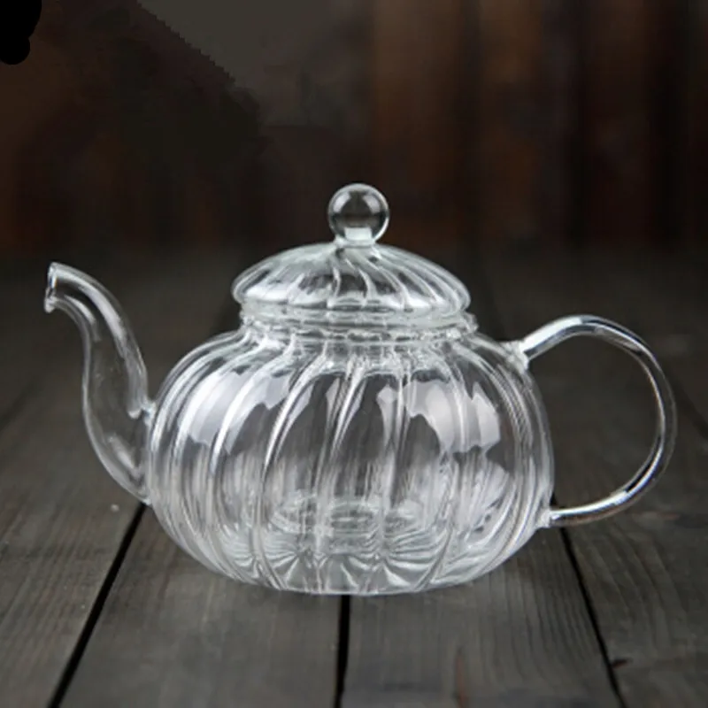 Flower Tea Pot  Heat Resistant Glass    Striped Pumpkin   Filter Inner Tank Soaking  