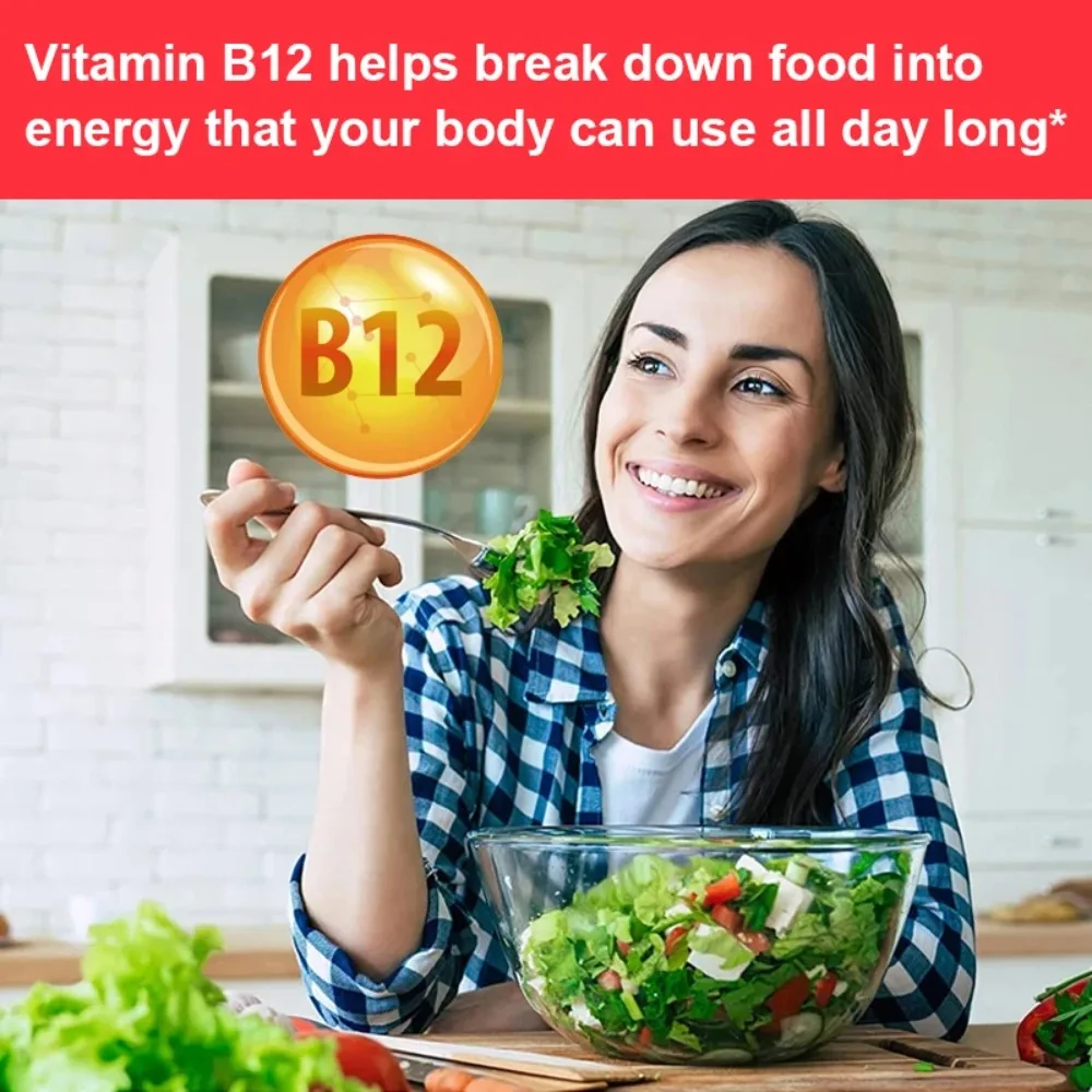 Vitamin B Complex with Vitamin C, Biotin, Inositol, Folic Acid, Vitamins B1, B2, B3, B6, B7, B12, Brain, Heart, Immune Support
