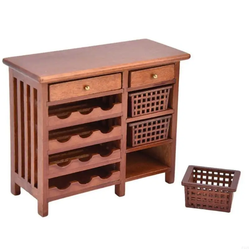 Cabinet d'affichage à vin en bois miniature pour les accessoires maison poupée meubles d'affichage parfait pour les