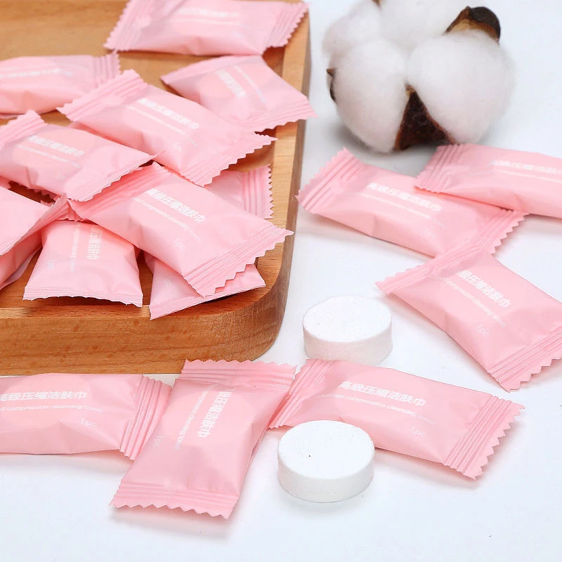 50pcs/lot Mini Compressed Towel Disposable Capsules Towel Magic Face Care Tablet Outdoor Travel Cloth Wipes Paper Tissue Mask