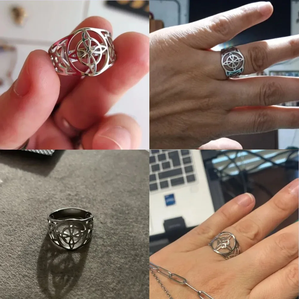COOLTIME Hexenknoten-Ringe für Damen und Herren, Edelstahl, Vintage-Amulett, Fingerring, Hexerei, Celtics-Knoten-Schmuck, neu in – Detail 1