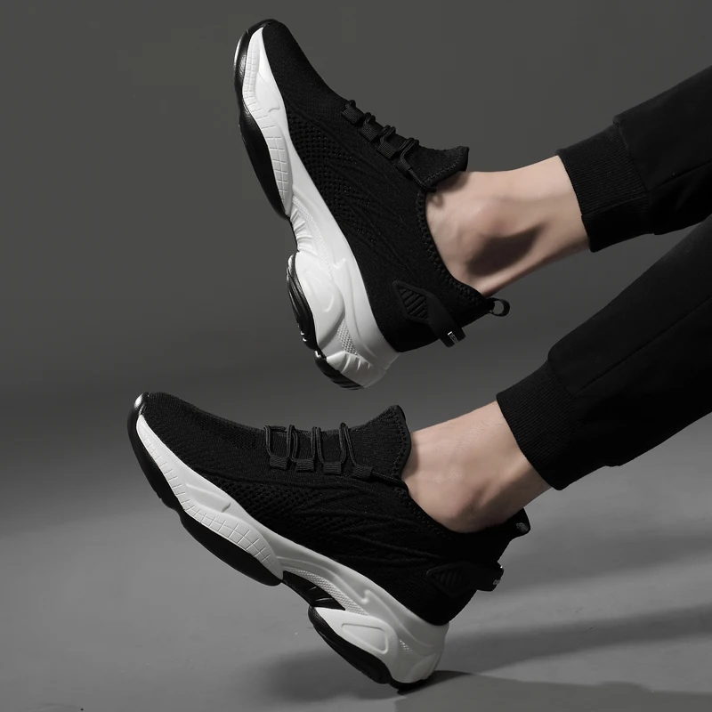 Elevator Shoes Men White Sneakers Hidden Heels Heightening Shoes For Men Fashion Black Breathable 6cm Sports Taller Shoe