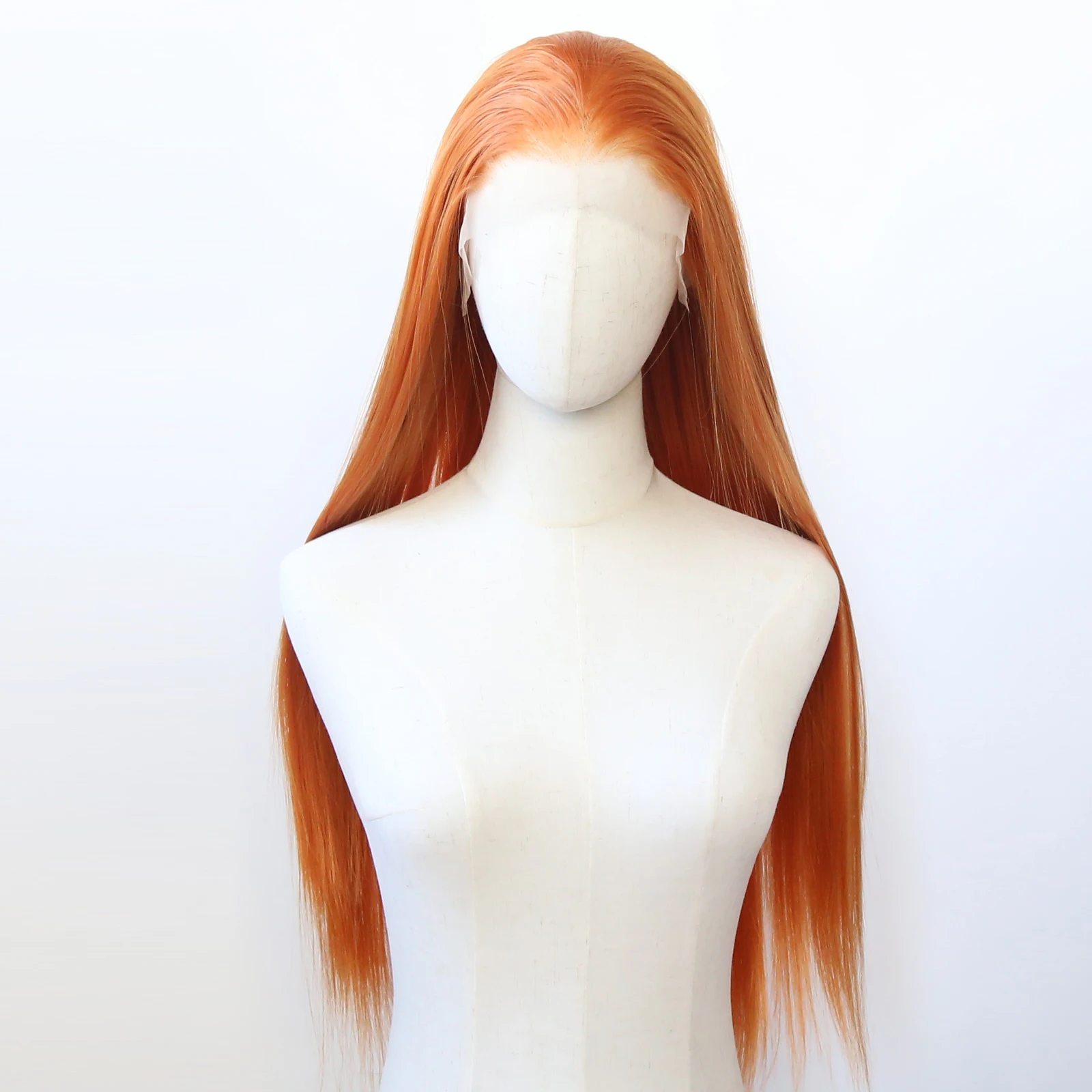 Ginger Orange Wig Synthetic Lace Front Wig Long Straight Orange Lace Front Synthetic Wig Pre Plucked Heat Resistant Fiber Hair