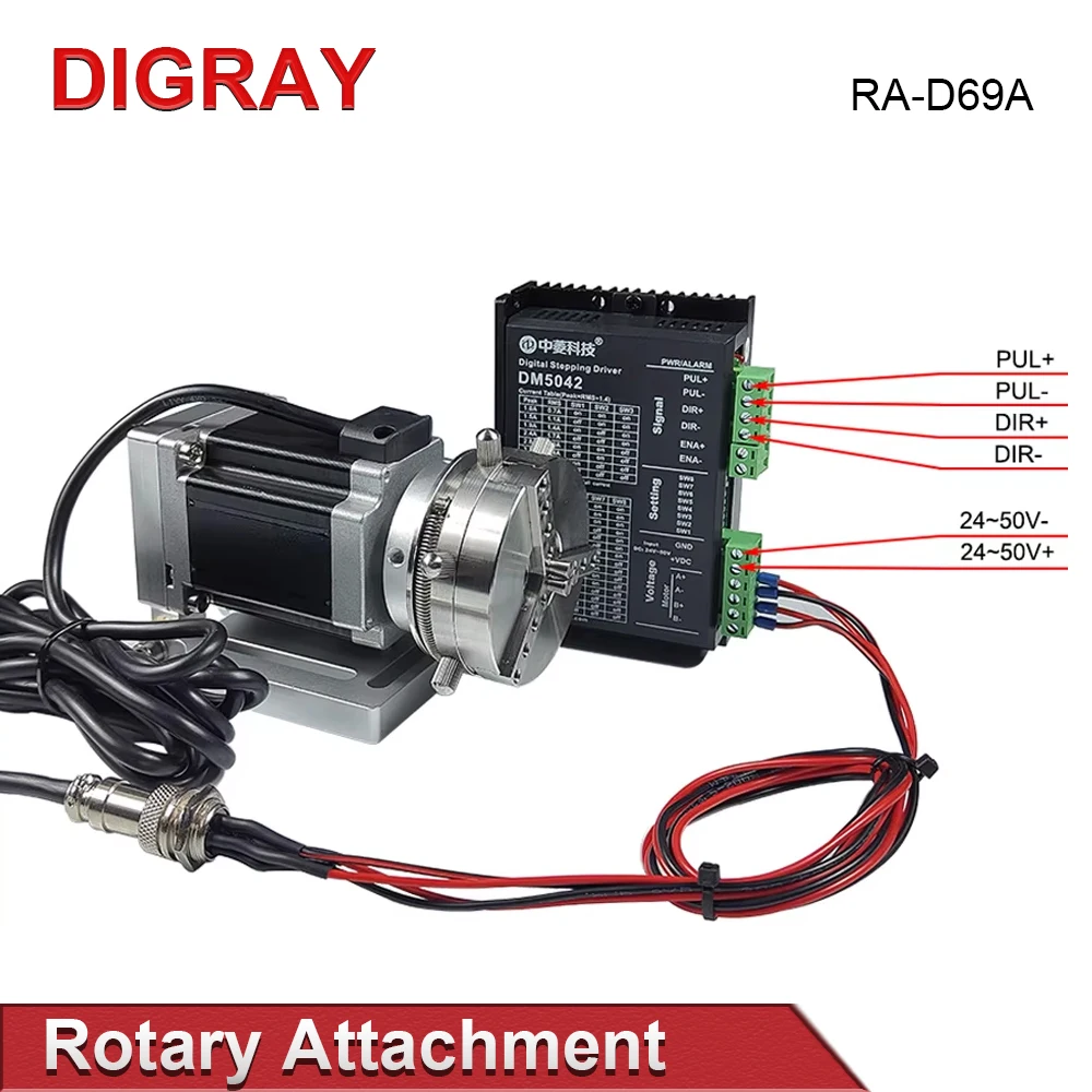 DIGRAY Rotary Attachment Diameter 69mm Device Fixture Gripper Three Chuck Rotary Worktable for Laser Marking Parts Machine
