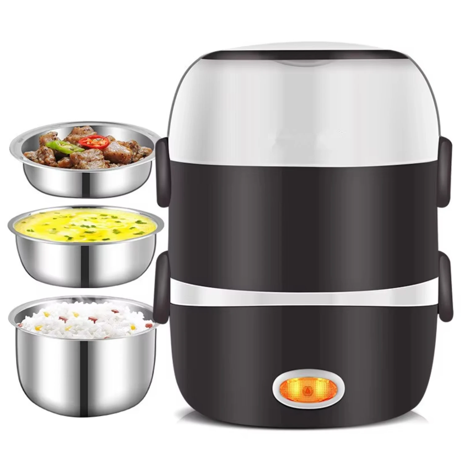 

220V Mini Rice Cooker 2/3 Layers Available Steamer Stainless Steel Inner Portable Meal Thermal Heating Lunch Box Electric pan