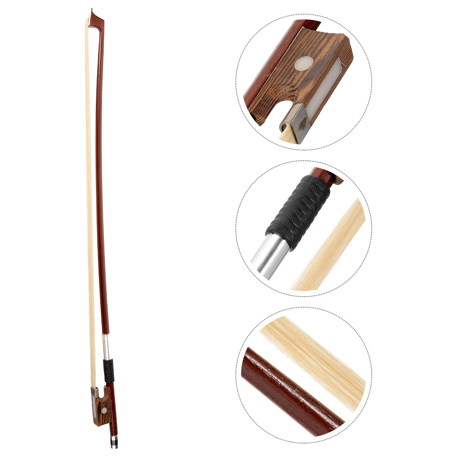 

1 8 Size Violin Bow Ebony Wood Natural Horsehair Beginner Practice Violin Bow Replacement Parts Musical Instrument Accessory