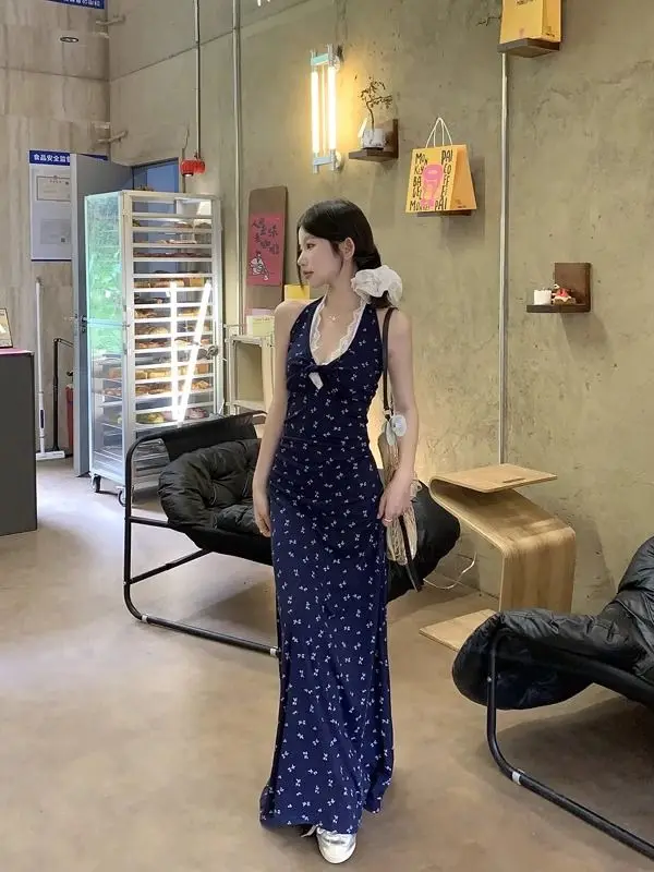 Sukienki Bez Rękawów Damska Sukienka Elegancka Wiosenna Jedwabna Prześwitująca Transparentna Kwiatowa Warstwowa Piknikowa Zwiewna Delikatna Miękka