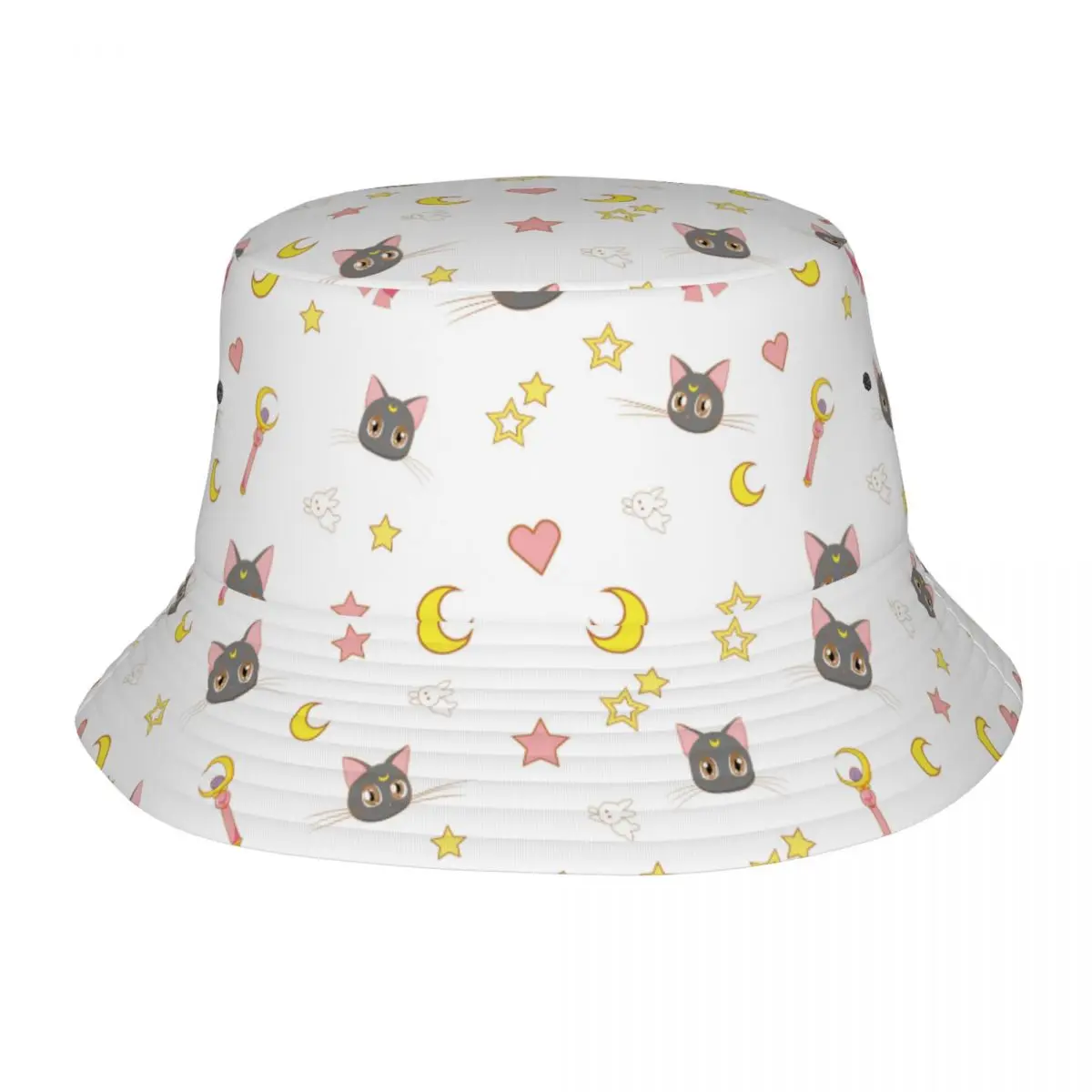 Sommer-Strandhüte, Anime-Mondmädchen-Accessoires, Fischerhut, einzigartiges Design, Unisex-Sonnenhut, Anime-Panama-Hut, Angelkappen, Wandern
