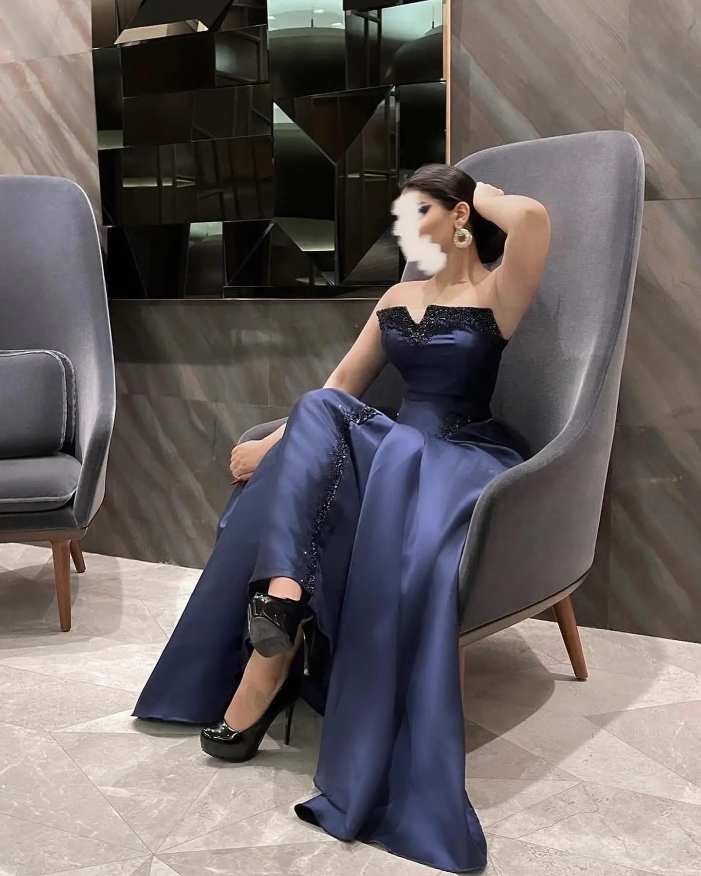 Customized Fashion Satin Crystal Evening Dress Delicate A-Line Floor Length Strapless Sleeveless Custom Made платье вечернее