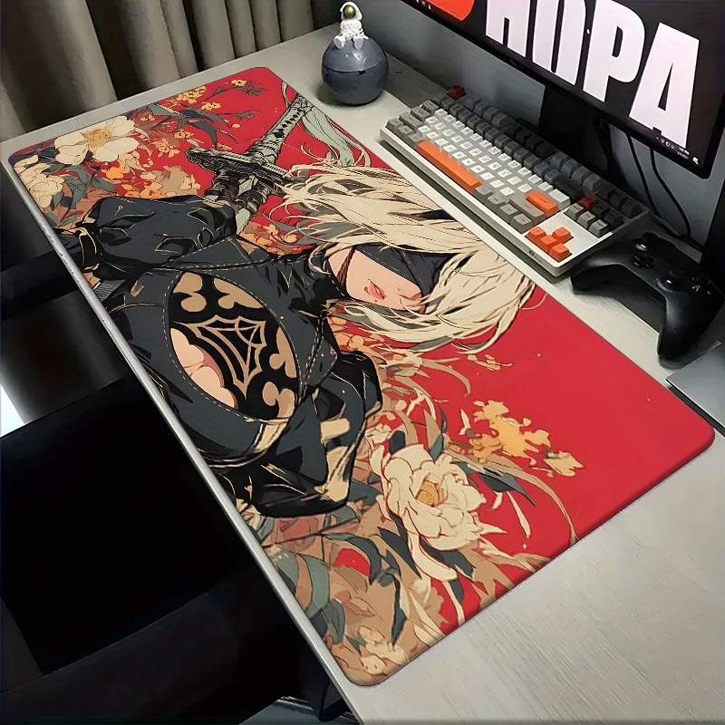 نيل ماشينري 2B أنيمي فتاة ماوس الوسادة حصيرة مكتبية حصير الألعاب المطاط المضادة للانزلاق دائم ملحقات الكمبيوتر لوحة المفاتيح مسند الماوس لوحة الماوس
