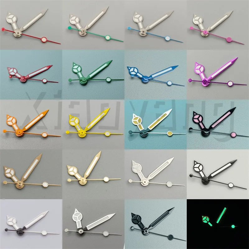 NH35 Modified Watch Hands Set Silver Gold Rose Black Blue Green Orange Yellow Hands With Green Luminous For NH35 NH36Movement