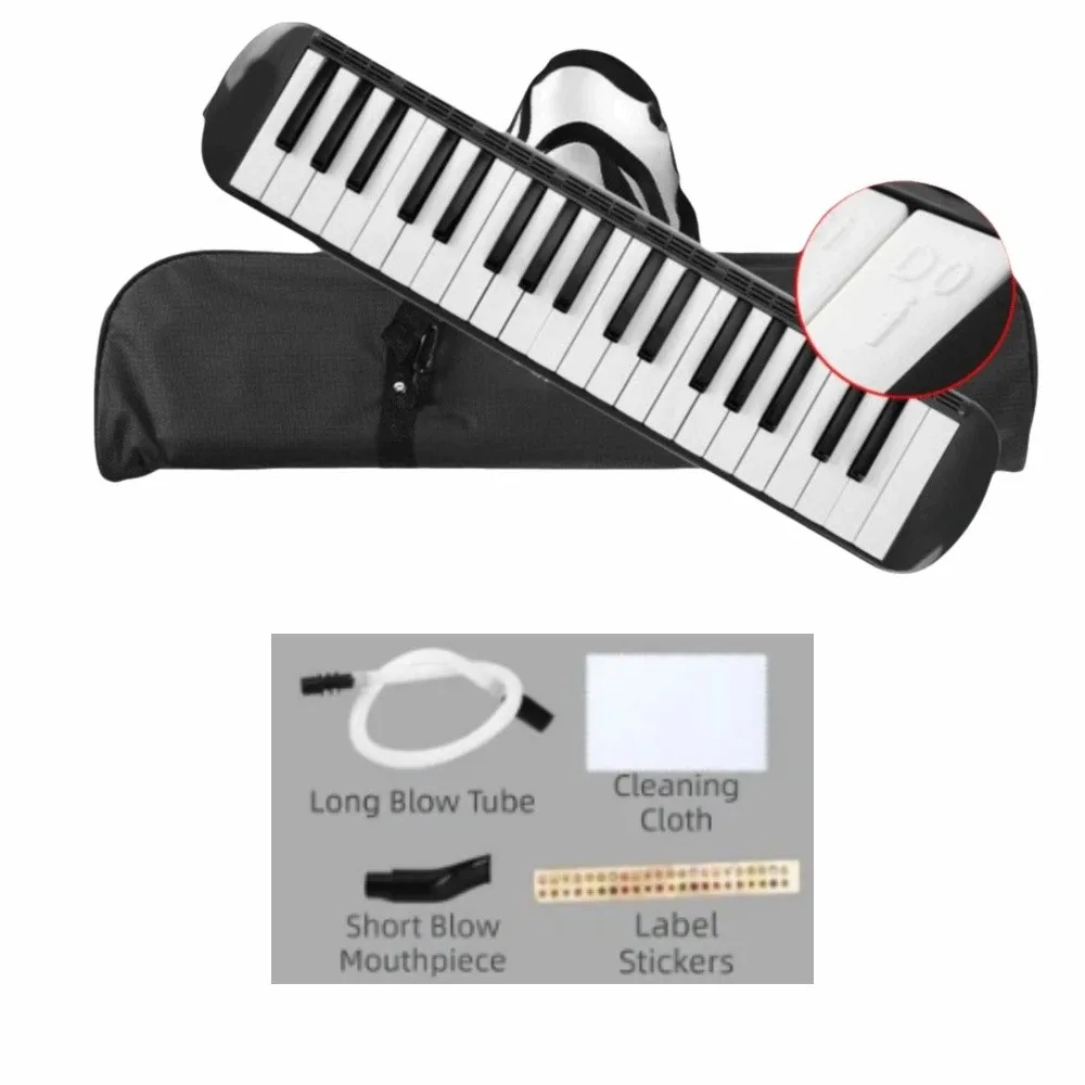 37 Keys Melodica Instrument Portable Soft Wrapped Blow-pipe Piano Double Tubes with Storage Bag Kids Air Piano Keyboard