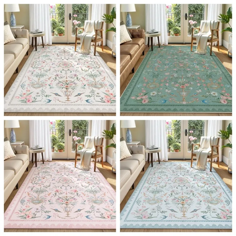 

Усовершенствованный ретро-цветочный ковер для гостиной, нескользящий, машинная стирка, диван, журнальный столик, напольный коврик, прикроватный мягкий ковер для спальни, Tapis 러그