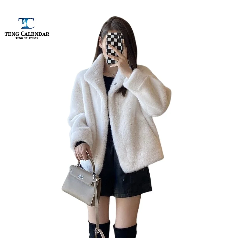 เสื้อโค้ทขนเฟอร์เทียมแบบสั้น คอตั้ง ขนมิงค์เทียม ขนนุ่มแบบมิงค์  ผลิตจากวัสดุที่เป็นมิตรต่อสิ่งแวดล้อม สำหรับผู้หญิง ฤดูหนาว 2025